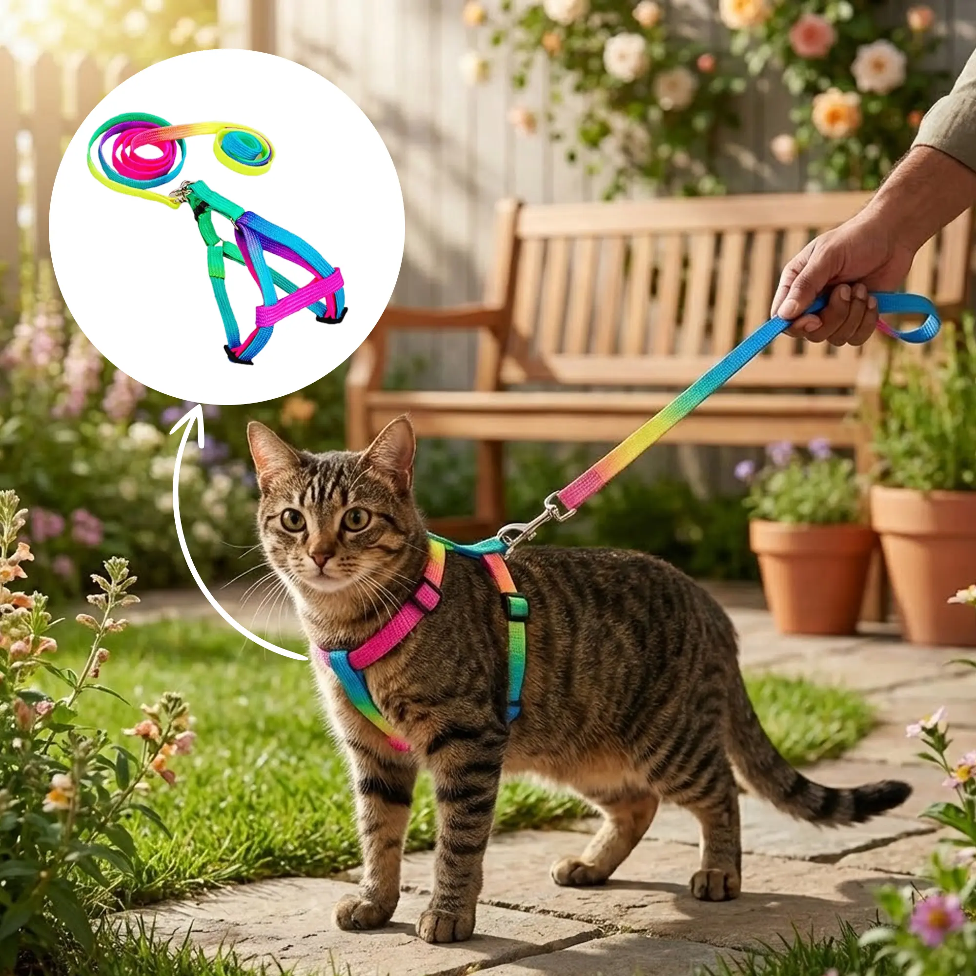 Rainbow Harness & Leash 05