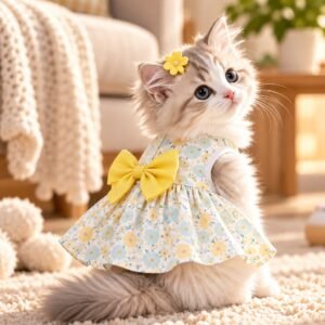 Yellow Floral Cat Dress